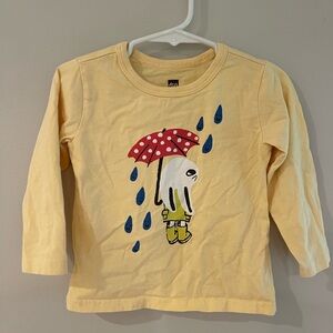 Tea Collection Yellow Long Sleeve Shirt with Red Umbrella Print